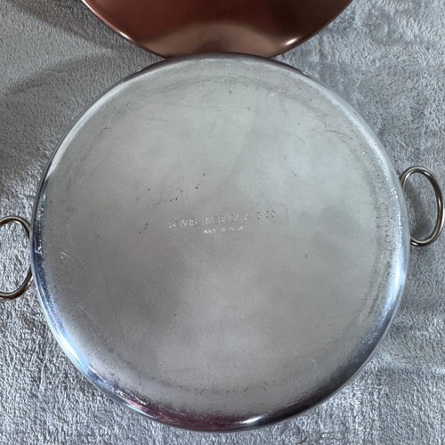 Vintage Sears Rehbock und Co Silber Runde Auflaufform mit Griffen & Kupferdeckel - Bild 12 von 13