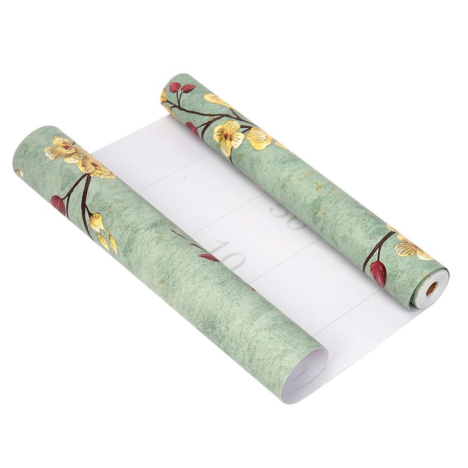 2x 10m Green Self Adhesive Floral Wallpaper Living Bed Room Home Wall