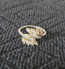 Sterling Silver 925 Leaf Bypass Ring QVC Diamonique Collection Boxed Size S
