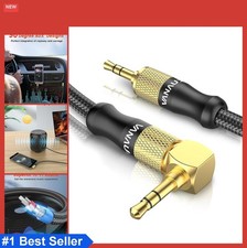 3.5mm Audio Cable 90 Degree Right Angle Aux Cord 6.6ft Braided Male to Male for