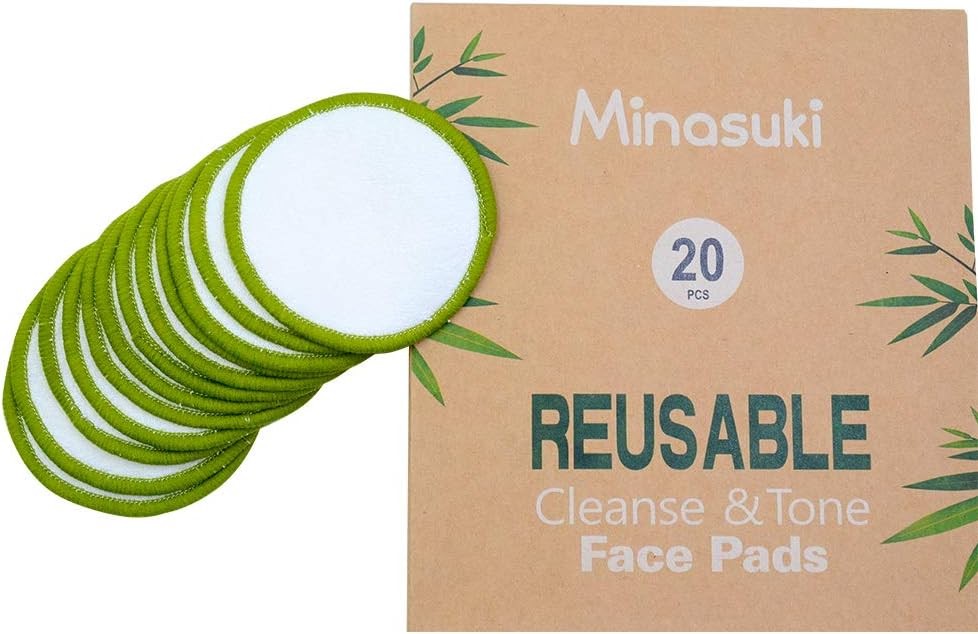 20 Pack Reusable Makeup Remover Pads - Bamboo 21 Piece Set, Green 