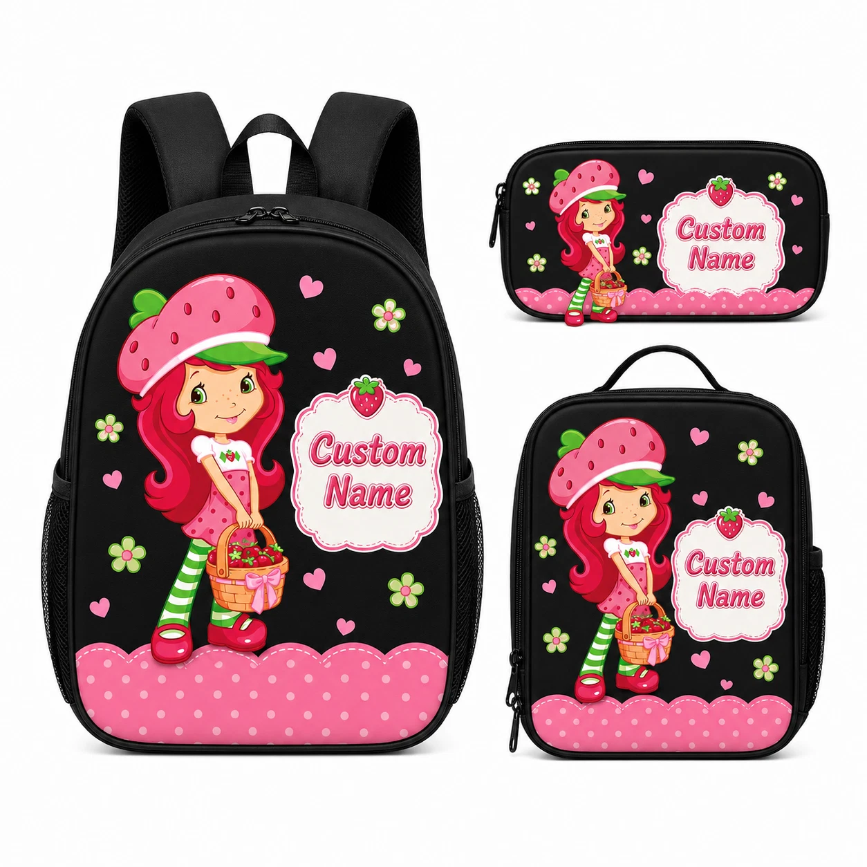Personalized Pink Fantasy Girl Backpack Set Custom Name School Bag & Lunch Bag