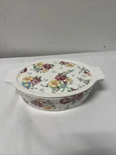 Vintage Rare Porcelain Grace Pantry Casserole Dish With Lid Floral