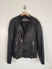 All Saints Lederjacke Größe L Herren Schwarz Biker Bomber Allsaints Jasper