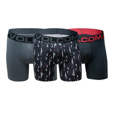 Volcom Men's Underwear Boxer Briefs 3-Pack NIB - Black Grey Red ...