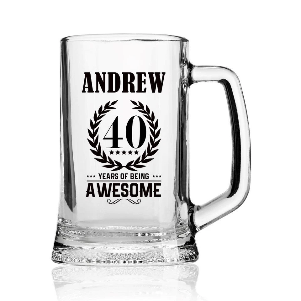40th Birthday Gifts for Boys, Men or Him Beer Glass Tankard Awesome BG-UV-14