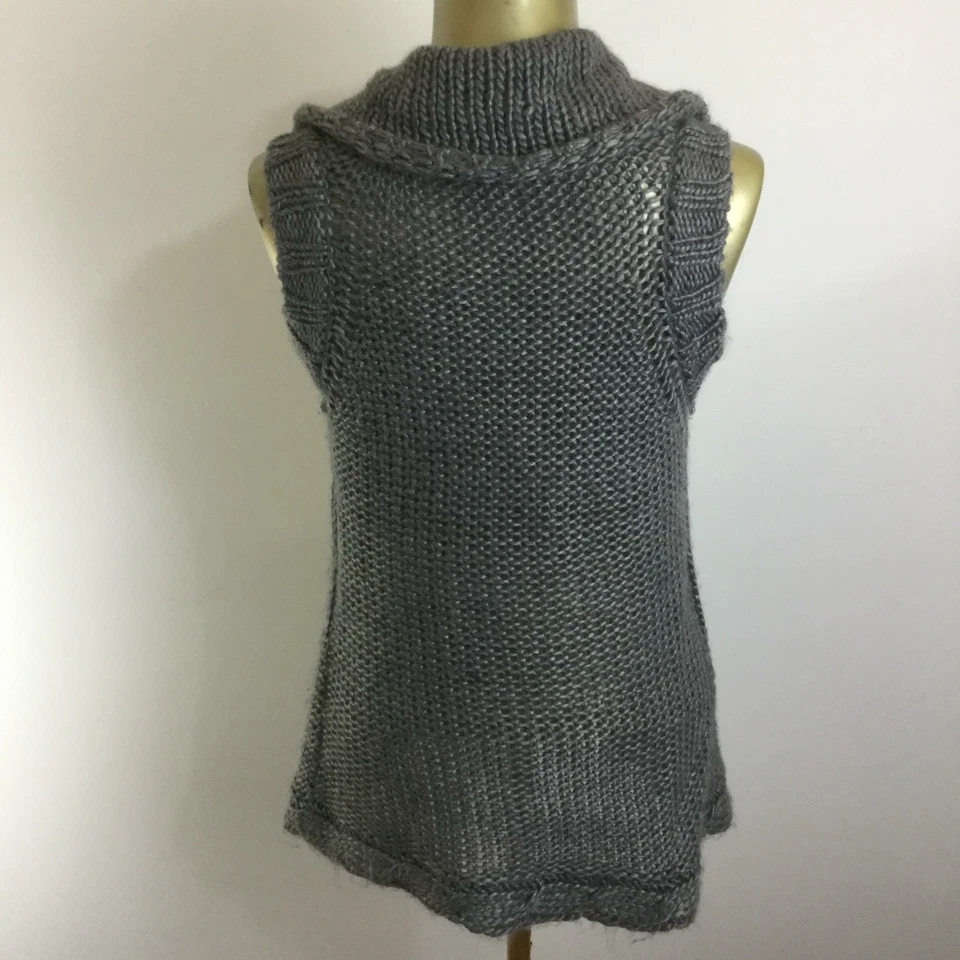 Cárdigan Suéter AMERICAN RAG Estilo Abierto Grueso Tejido Lana Gris Para Mujer Talla M Foto 3 de 4