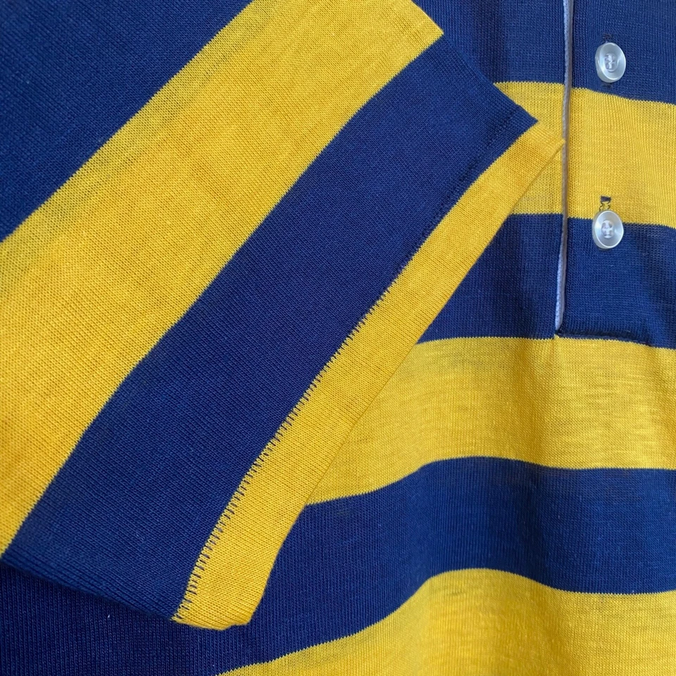 1970s Vintage CHAMPION BLUE BAR Striped Polo University of Okoboji T-shirt Foto 4 de 4