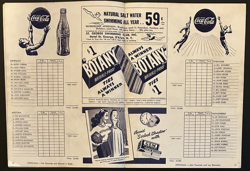 1946 NIT Quarter Finals Basketball Program-Kentucky Adolph Rupp Ralph Beard - Picture 6 of 6