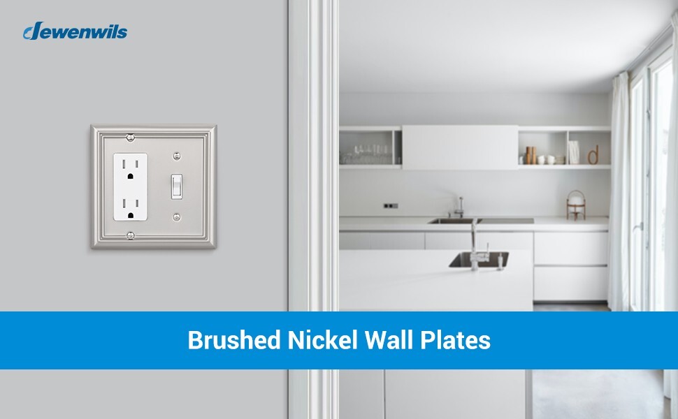 DEWENWILS Combo Toggle/Decorator Wall plates, Brushed Nickel Double Outlet Cover
