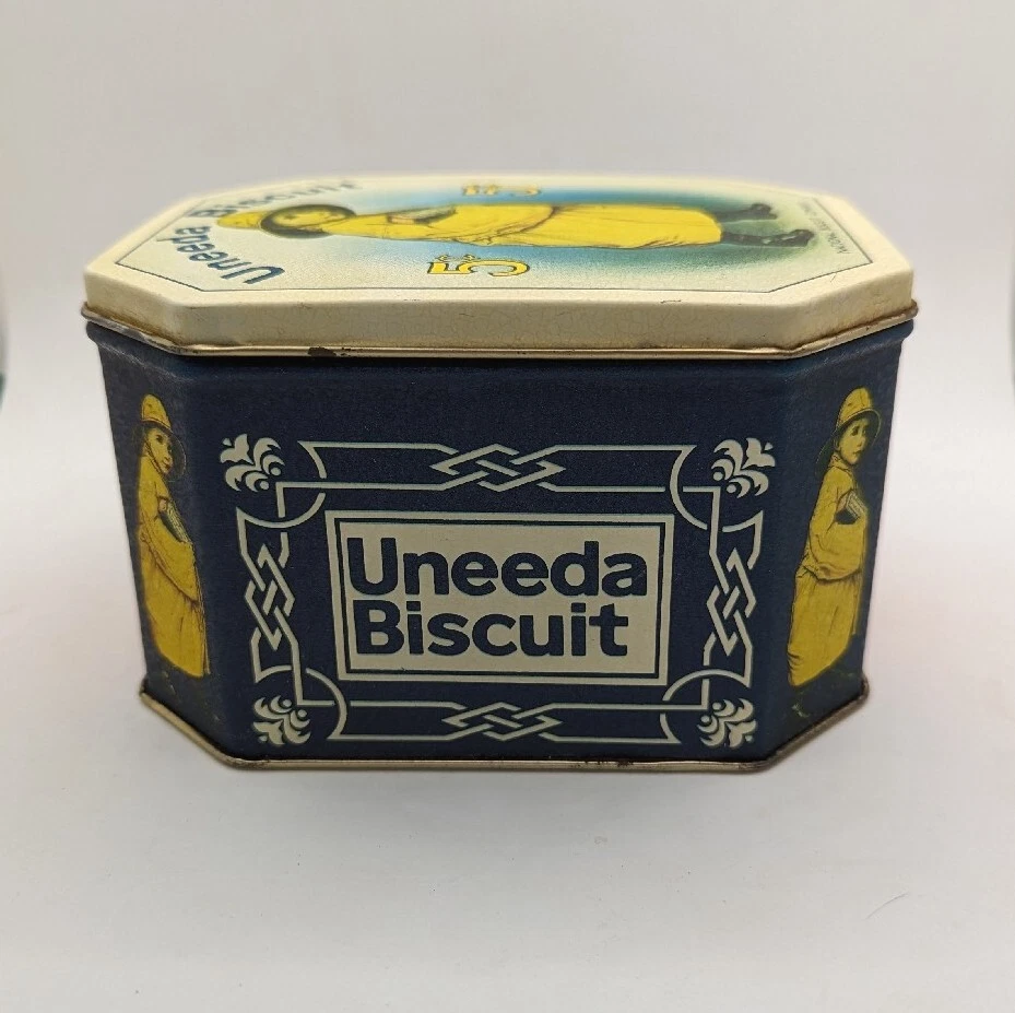 Vintage Nabisco Uneeda Biscuit Tin Box Child Raincoat Bristol Ware - Image 4 of 4