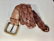 LUCKY VINTAGE MENS BRADER LEATHER BELT BRASS BUCKLE BROWN 34 but measures 44  