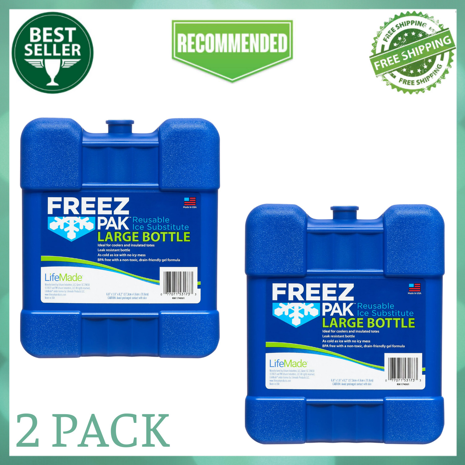Freez Pak LARGE Icicle Reusable Camping/Cooler Ice Pack Subs