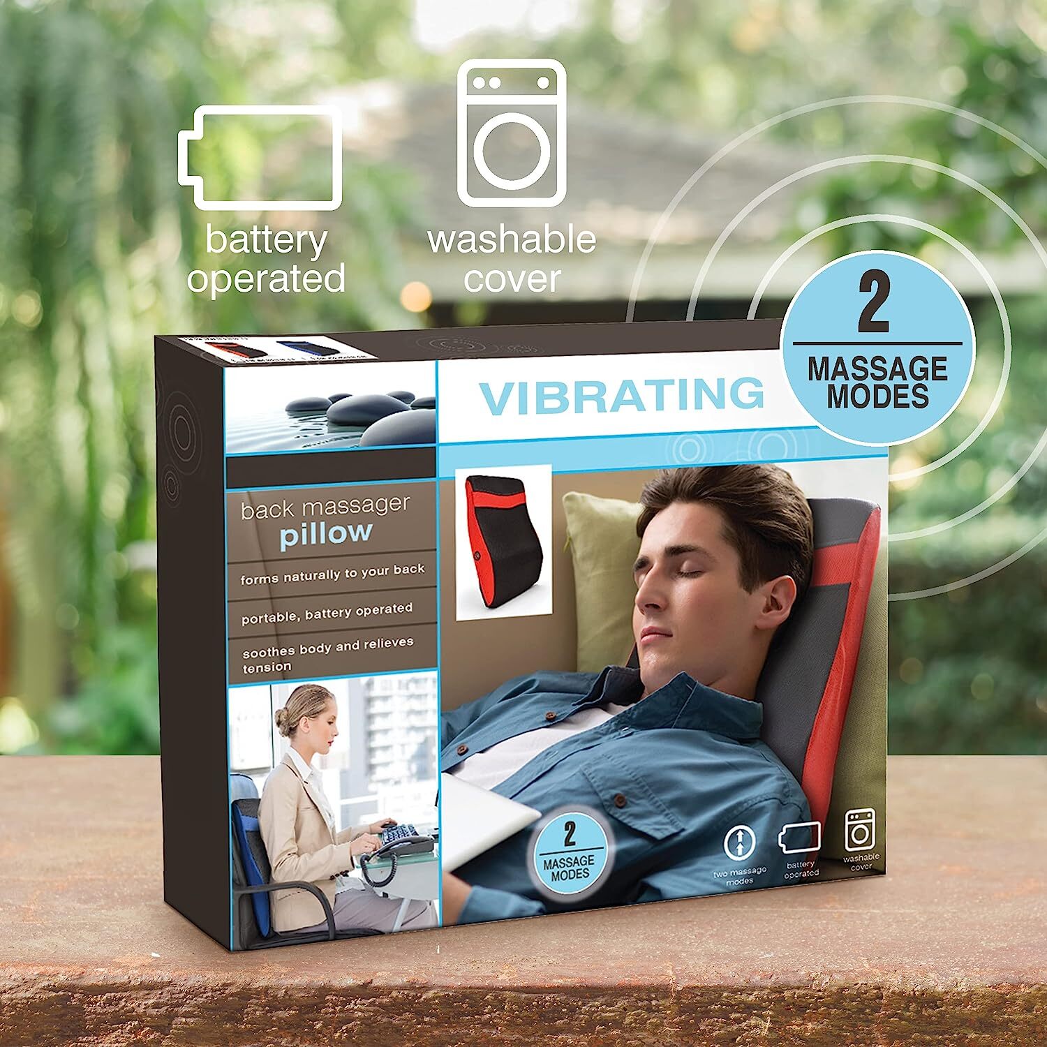 Back Massaging Vibrating Pillow Back Therapy Massager Lumbar Posture