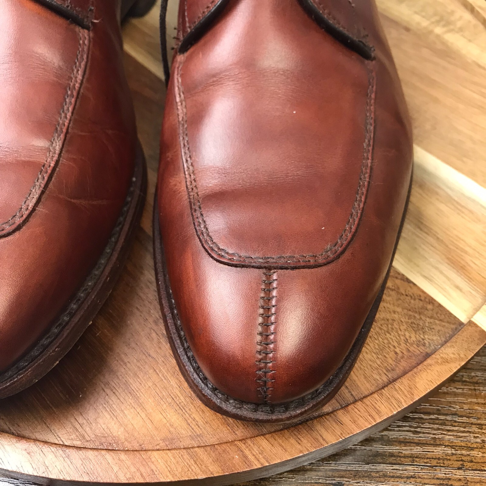 Allen Edmonds DelRay Dress Shoes Mens 9.5D Brown Split Toe Blucher Derby