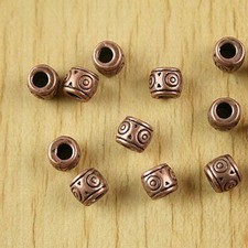 35pcs 6.7x5.8mm hole is 3mm copper-tone swirl columniform spacer beads H2109