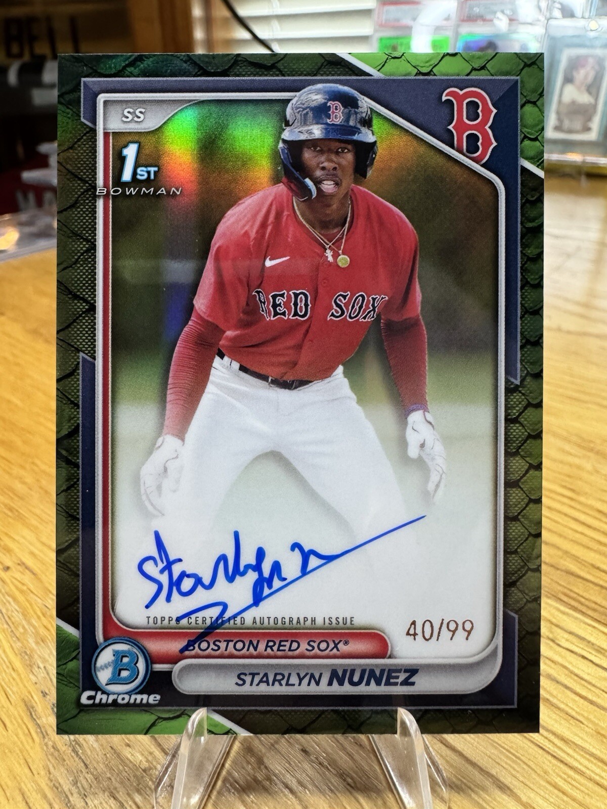 2024 Bowman Chrome /99 Starlyn Nunez 1st Auto Green Reptilian Refractor #CPA-SN