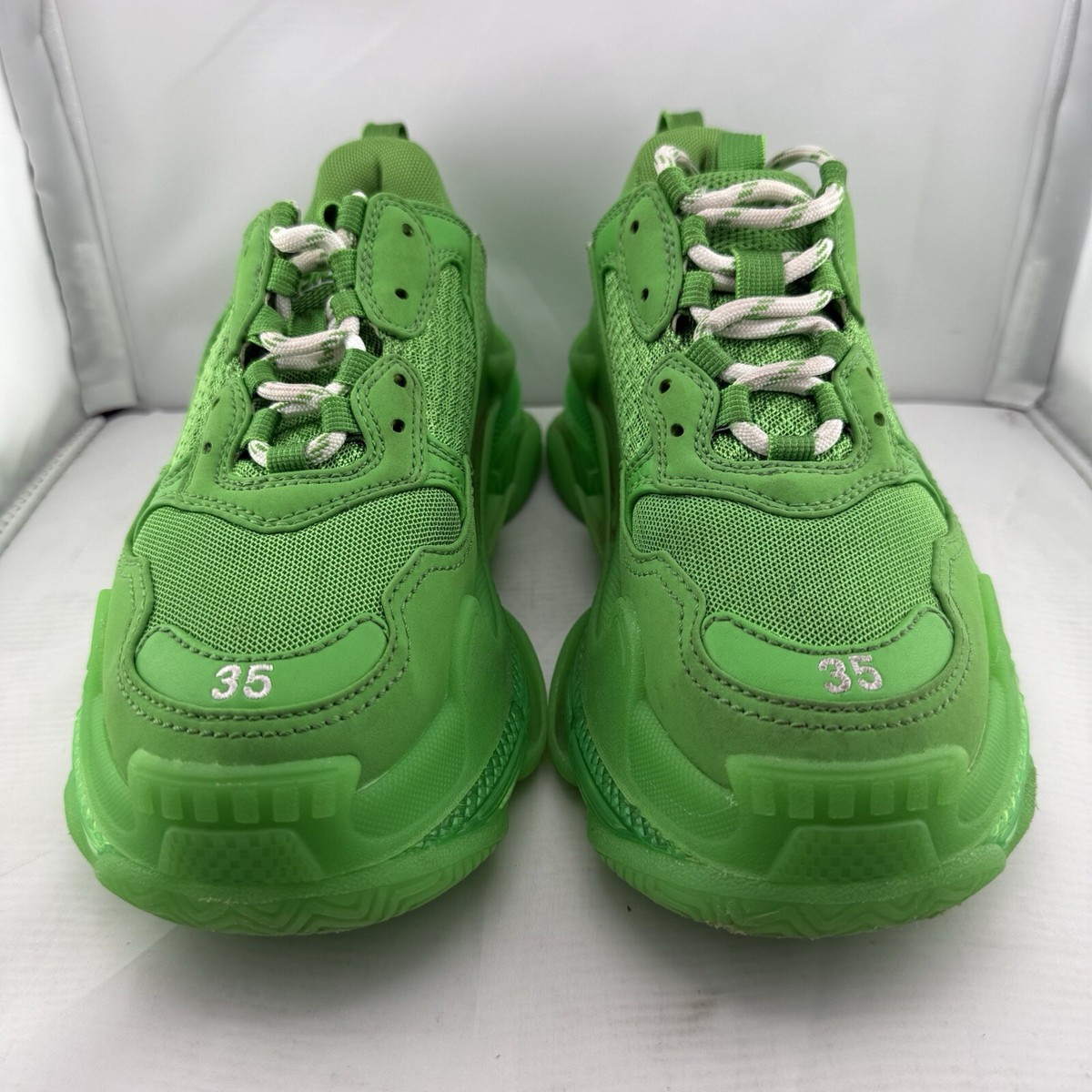 Size 5 - Balenciaga Triple S Clear Sole Trainer Neon Green W Size 5 - Balenciaga Triple S Clear Sole Trainer Neon Green W