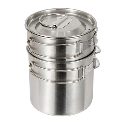 Stainless Steel Folding Pot Set Baby Travel Collapsible Handle Camp Mug - Picture 14 of 17