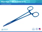Mayo Hegar Needle Holder 7" Needle Driver w/ TC Blue Plasma Inserts ARTMAN