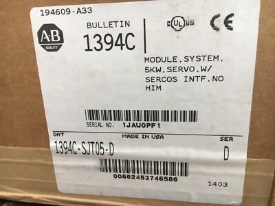 Allen-Bradley 1394C-SJT05-D Bulletin 1394 5kW Digital Servo Control + Sercos NEW