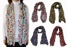 Pleated Scarf Multi Colors Polka Dot Scarves for Women Girls
