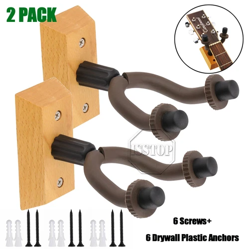 2Pack Guitar Hangers Hook Adjustable Instrument Display Holder Wall Mount Rack