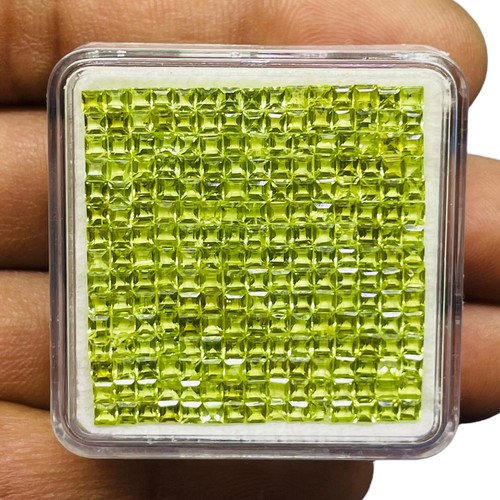200 Pcs Natural Peridot 2mm Square Cut Loose Untreated Gemstones Wholesale Lot - Picture 7 of 9