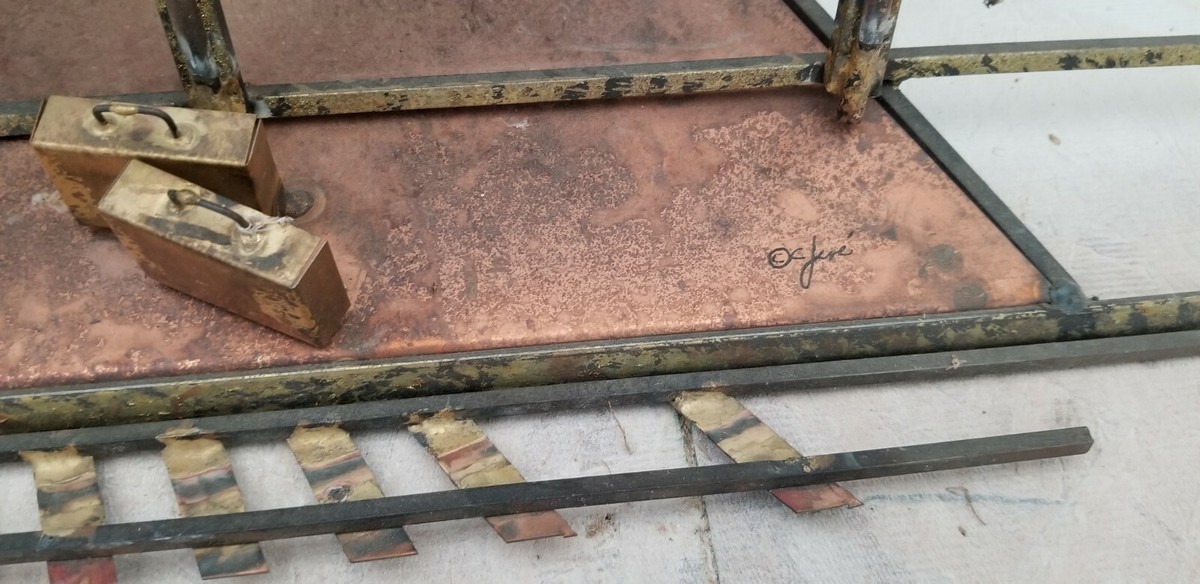 Curtis Jere Large Mixed Metal AZUSA Railroad Whistle Stop Wall
