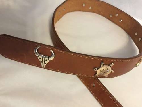 Silver Creek Leather Belt w Silver-tone Concho Animals Southwest S 28" VTG NWT - Picture 3 of 12
