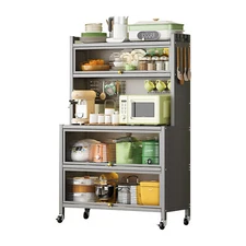 Kitchen Storage Cabinet Pantry Cupboard Microwave Oven Shelf Cabinet with Doors