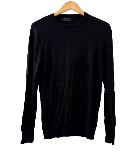 Zara Man Basic Pullover Sweater Size S Black Roun… - image 1