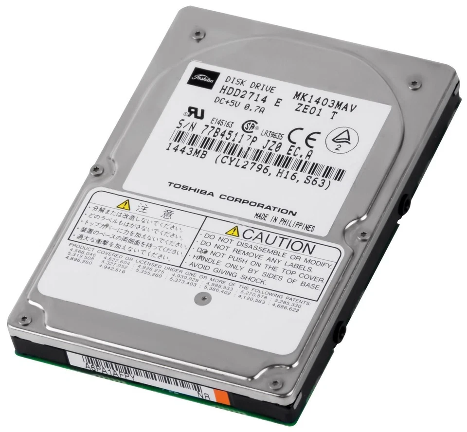 Toshiba MK1403MAV Hard Drive 1.4GB 4200RPM 128KB Cache PATA ATA IDE 2.5" - Image 2 of 3