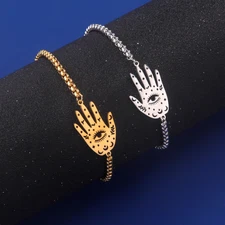 VASSAGO Eye Moon Palm Pendant Bracelet Stainless Steel Magic Jewelry
