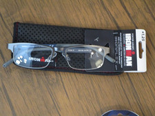 FOSTER GRANT IRONMAN IRONFLEX 1.25 GUNMETAL/BLUE FRAME READING GLASSES IM1001