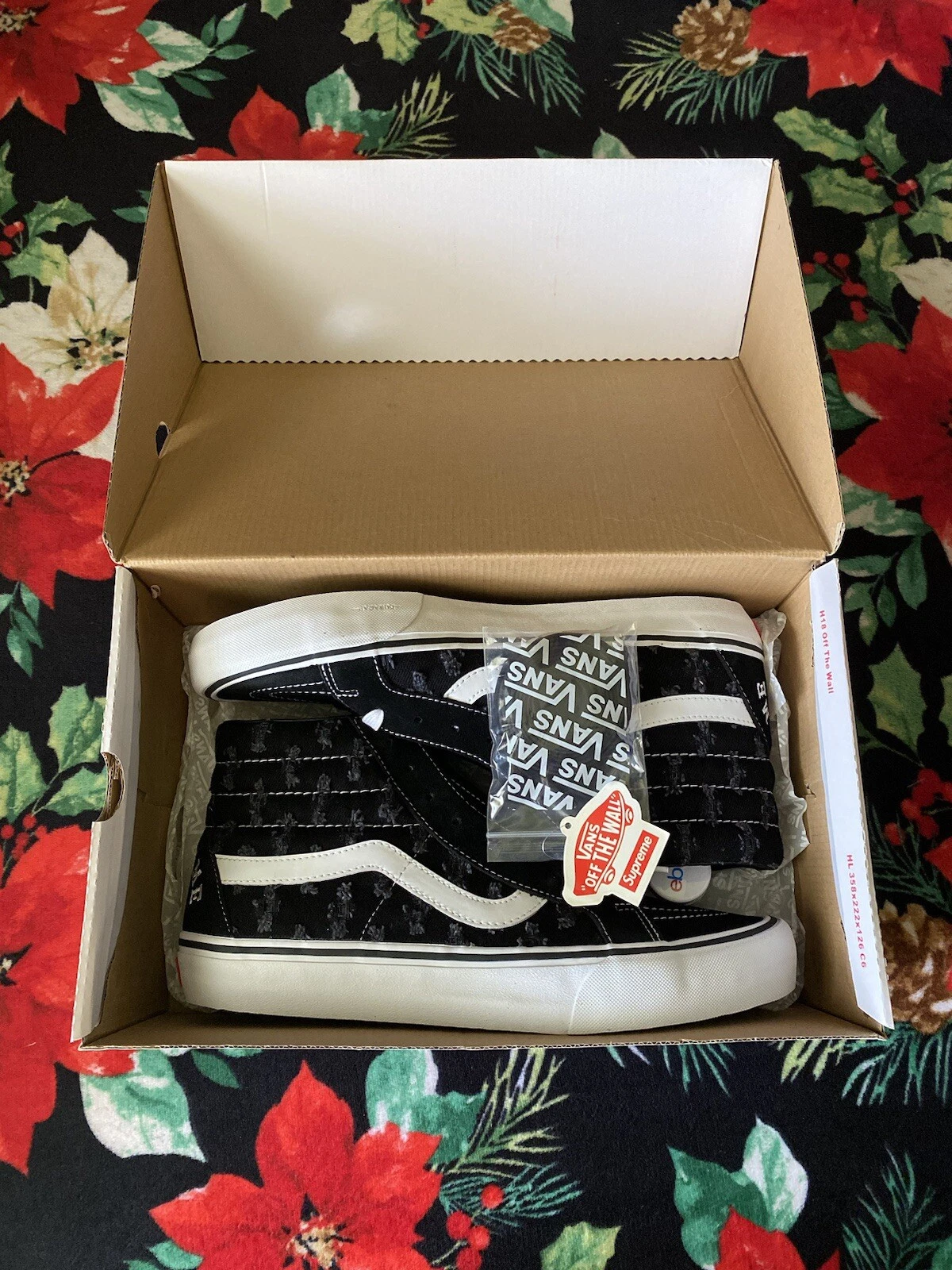 Taille 12   DS Vans Supreme x Sk8 Hi trou noir punch denim 2020 Og All