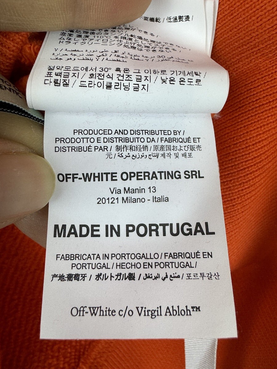 Off-White Virgil Abloh 2013 Orange Hoodie XL Black Logo Hand Signs
