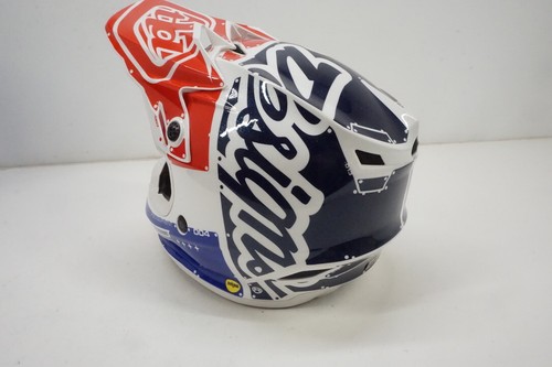 Casco Troy Lee Designs SE4 Poliacrilita Facotry Blanco Azul Rojo Juvenil Mediano AE - Imagen 4 de 13