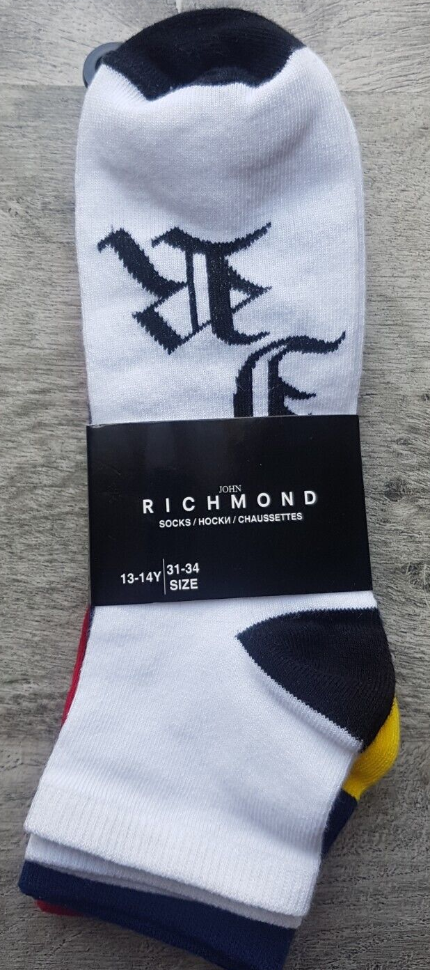 John Richmond Pack Of 3 Pairs Of Premium Cotton Socks UK 31-34
