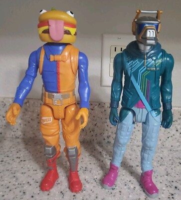Lot of 2 Fortnite Jazwares action Figures Durr Burger Beef Boss, DJ Yonder, EPIC
