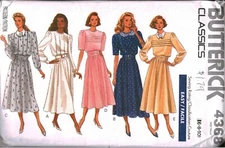4368 UNCUT Butterick SEWING Pattern Misses Dress Jewel Neckline Easy OOP Sew 10