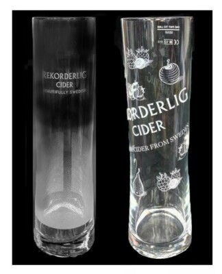 REKORDERLIG PREMIUM WINTER CIDER 1 x etched fruit 1 x frosted 600ml PINT BNWOB