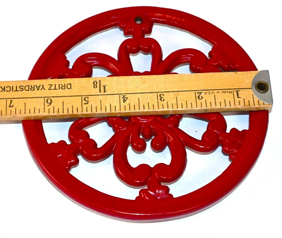 Cerise Red Ombre Cast Iron Enamel Trivet 1/2" H x 6.5" W - Image 3 of 4