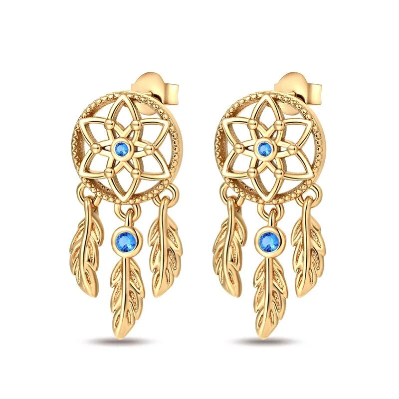 Crystal Dreamcatcher Stud Earrings in 925 Sterling Silver