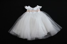 Azazie Girls Hemi A-Line Bow Tulle Dress AP2 Ivory/ English Rose Size: 4 NWT