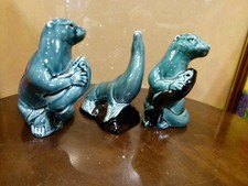 Poole Pottery Seal and 2 otter Figurines, free delivery