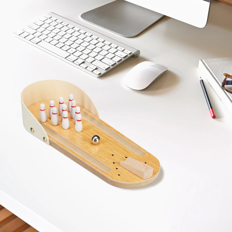 Tischbowling Tischspiel Mini Bowlingbahn Geschicklichkeitsspiel transportabel - Bild 2 von 4