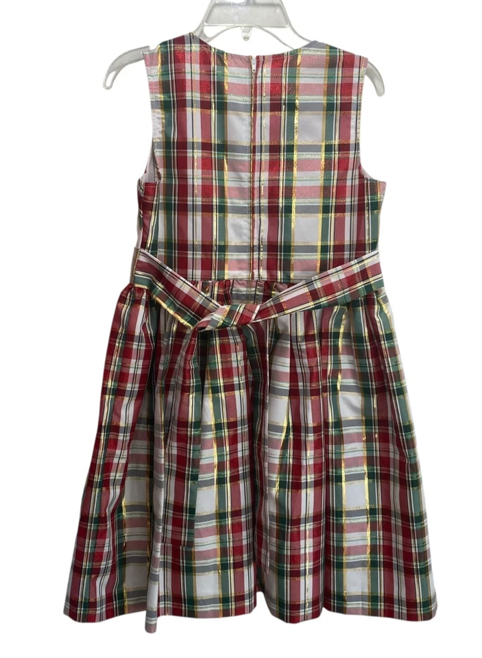 Party Formal Holiday Girls Gold Red Green Christmas Dress Bonnie Jean Shimmer 14 - Image 3 of 4
