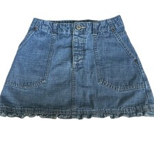GAP Kids Girls Denim Mini Skirt Size 6 Ruffle Hem Y2K