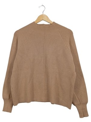 MANGO Basics Strickpullover Damen Gr. S Beige Rollkragen Langarm